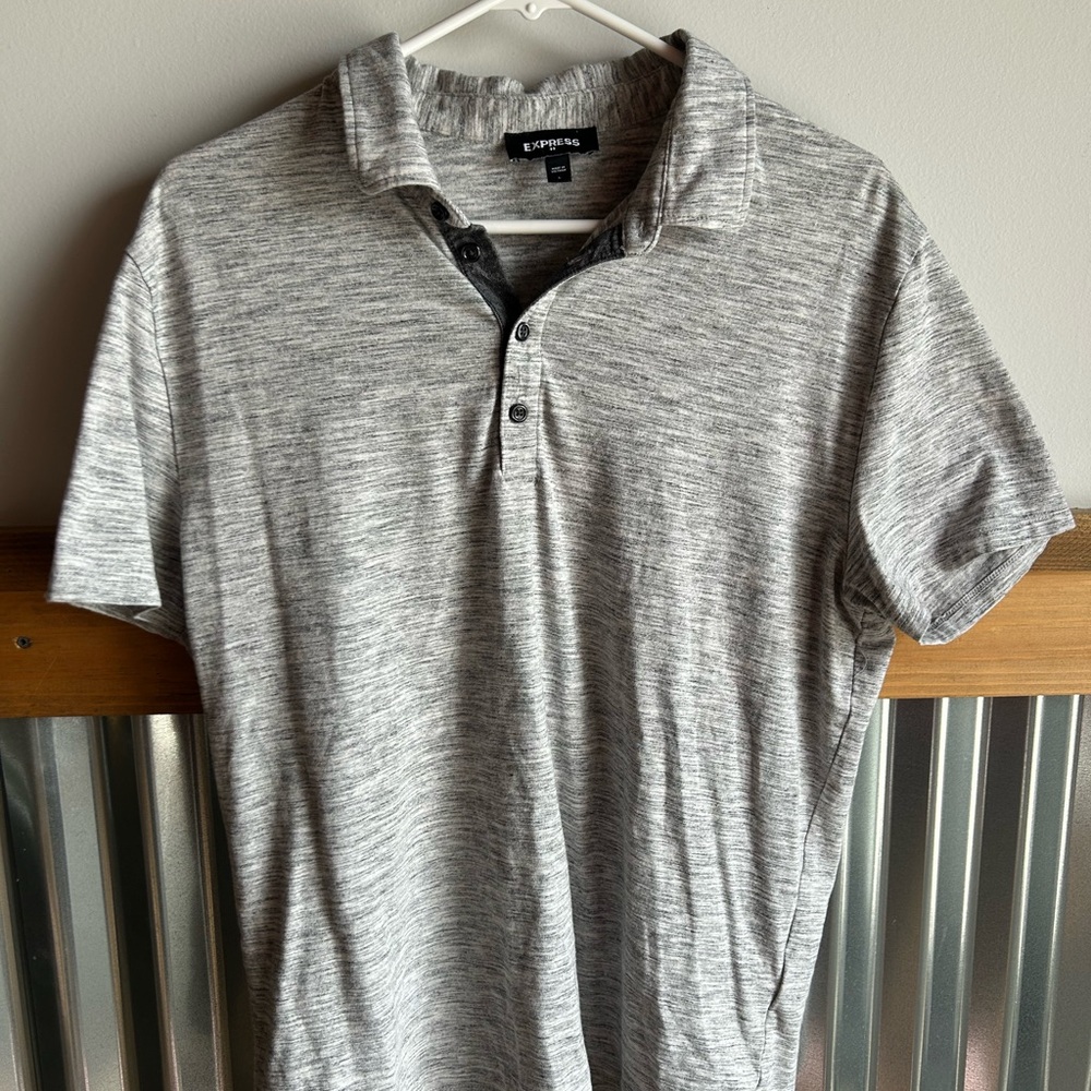 Express Heathered Gray Men's Polo Shirt